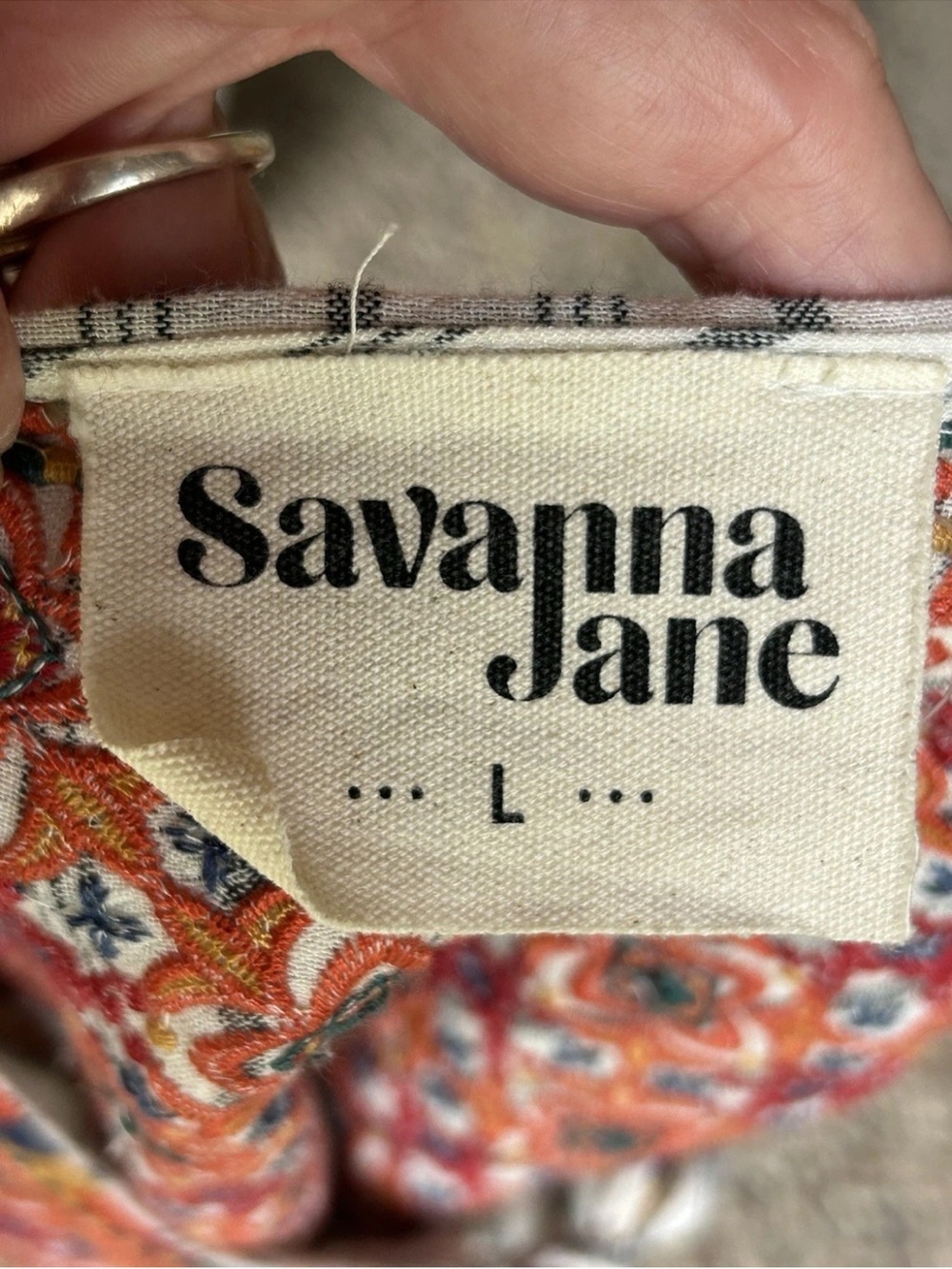 Savanna Jane Tunic Top Large Striped Floral Embroidery Sleeveless Excellent - Picture 11 of 11